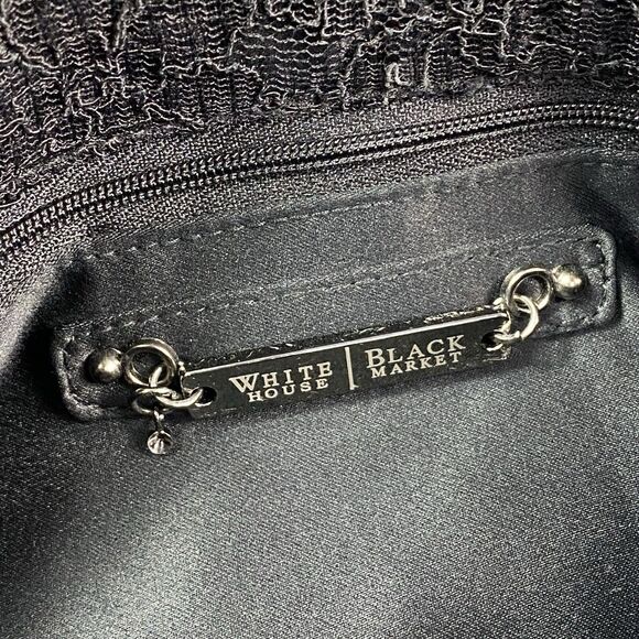 WHBM Women's Lace and Jewel Evening Bag Clutch Silver Chain Strap Black Shoulder - Picture 4 of 9